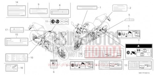 ETIQUETTE DE PRECAUTIONS (CBR650RA/CBR650RAC) CBR650RACT de 2026